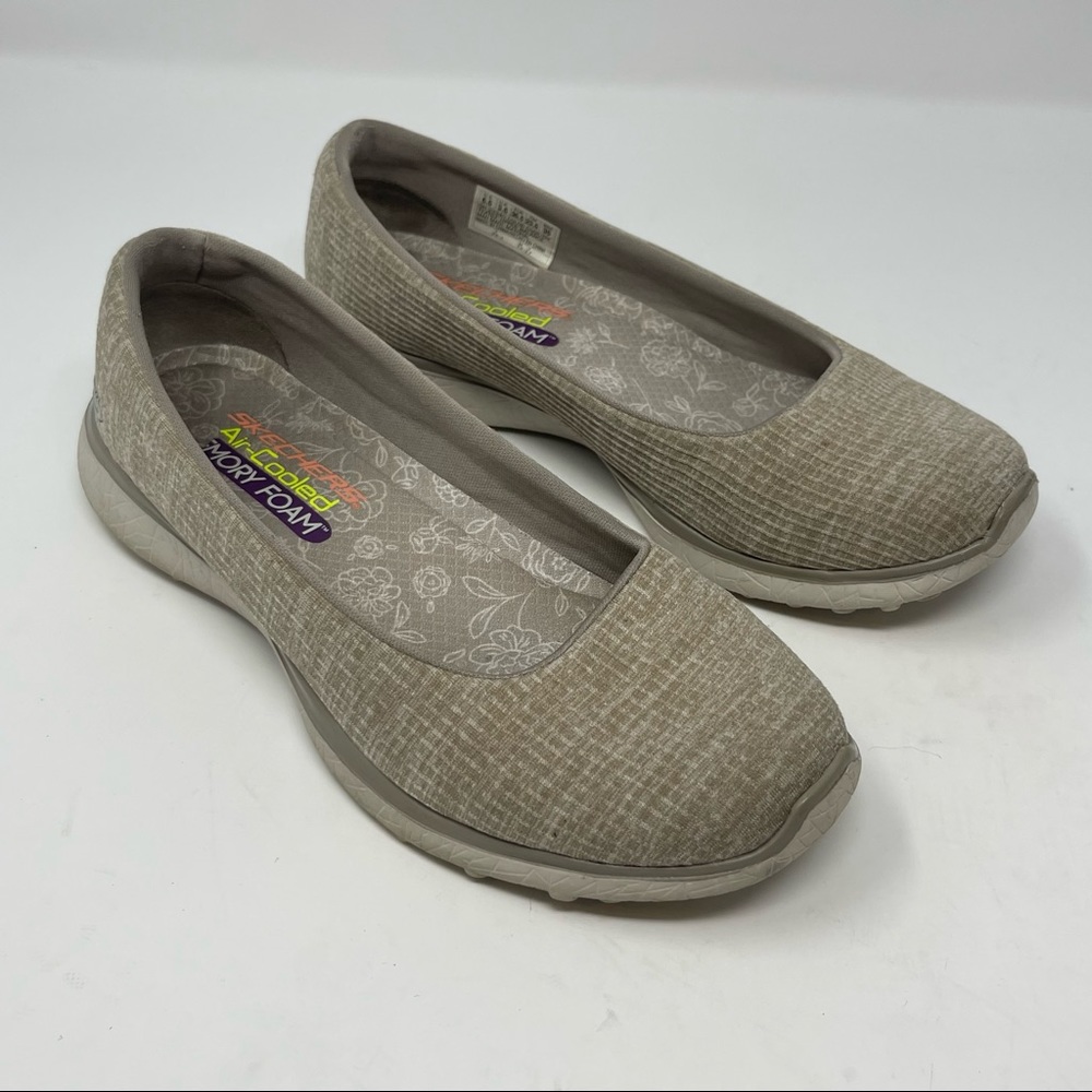 Skechers Microburst Darling Dash Taupe Brown Ballet Flats Size 6.5